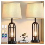 SRJJA BLACK TABLE LAMPS FOR LIVING ROOM SET OF 2 -