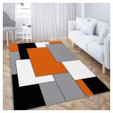 ANSOUYI ORANGE GRAY NON-SLIP 5X7 FT AREA RUGS, WAS
