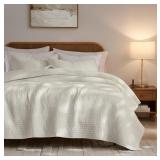 PALASSIO STRIPED BEIGE 100% COTTON QUILT CALIFORNI