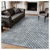 ROYHOME WASHABLE LIVING ROOM RUG 5X7 MODERN STRIPE