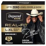 DEPEND REAL FIT INCONTINENCE UNDERWEAR FOR MEN, L/