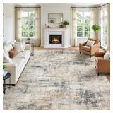 8X10 AREA RUG FOR LIVING ROOM, ABSTRACT WASHABLE N
