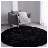 FJZFING BLACK ROUND RUG ULTRA-SOFT PLUSH MODERN 7X