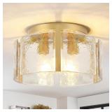 MODERN GOLD SEMI FLUSH MOUNT CEILING LIGHT, 3-LIGH
