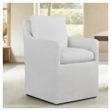 $285 HALCYRA WHITE FABRIC UPHOLSTERED DINING CHAIR