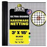 BLACK PLASTIC HARDWARE NET 3 FT. X 15 FT. REINFORC