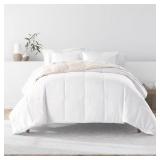 WHITE AND IVORY MICROFIBER DOWN ALTERNATIVE KING /