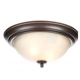 13 IN. 2-LIGHT OIL RUBBED BRONZE FLUSH MOUNT