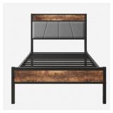 $222 MODERN INDUSTRIAL BLACK METAL FRAME TWIN PLAT