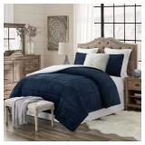 PREMIUM ULTRA-SOFT 3-PIECE NAVY FAUX FUR REVERSE T