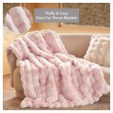 ILTB PINK FAUX RABBIT FUR 60 IN. X 80 IN. SHAG PLU