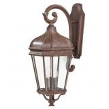 $405 HARRISON 3-LIGHT VINTAGE RUST OUTDOOR WALL LA