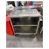38-INCH STAINLESS STEEL PREP TABLE ROLLING CART