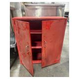 27" RED METAL SHOP STORAGE CABINET WITH DOUBLE DOO