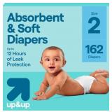 DISPOSABLE DIAPERS - SIZE 2 - 162CT - UP&UPï¿½