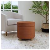 SPICE VELVET ROUND STORAGE OTTOMAN