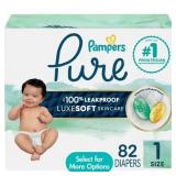 PAMPERS PURE BABY DIAPERS SIZE 1, 82 COUNT (SELECT