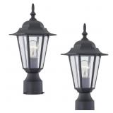 1-LIGHT TEXTURED BLACK OUTDOOR POST LANTERN WITH C