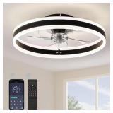 20 IN. INDOOR LED BLACK LOW PROFILE CEILING FAN FL