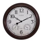 15 IN. BROWN INDOOR/OUTDOOR QUARTZ WALL CLOCK WITH