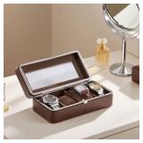4-SLOT BROWN WATCH DISPLAY CASE, 8 IN. LONG TEMPER