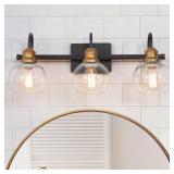 $120 22 IN. 3-LIGHT MODERN AGED BRASS AND BLACK BA