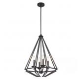 HUBLEY 4-LIGHT TRIANGULAR BLACK PENDANT LIGHT FIXT