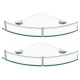 GLASS BATHROOM SHELVES - SET OF 2 CORNER SHELVES,