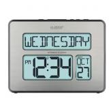 ATOMIC FULL CALENDAR BRUSHED SILVER DIGITAL CLOCK