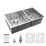 $384 33 IN. W X 19 IN. UNDERMOUNT DOUBLE BOWL 18 G
