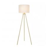 QUINBY 58 IN. GOLD TRIPOD FLOOR LAMP WITH WHITE FA