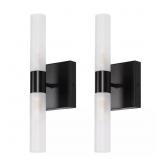 3.94 IN. 2-PACK 2-LIGHT MATTE BLACK BATHROOM VANIT