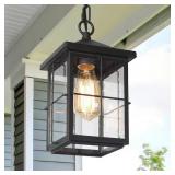 MODERN FARMHOUSE BLACK OUTDOOR HANGING LANTERN 1-L