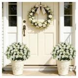 24 IN. WHITE NO-WATERING INDOOR OUTDOOR ARTIFICIAL