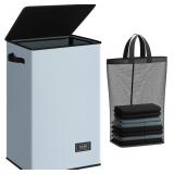 SOLEDI 90L LAUNDRY HAMPER WITH LID, LARGE COLLAPSI