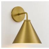 RETRO INDUSTRIAL METAL CONE SCONCE LIGHT, BRASS, 1