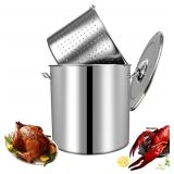 24-QUART STAINLESS STEEL SEAFOOD STOCKPOT WITH BAS