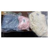 1 LOT (3) THROW BLANKET, CURTAINS, PINK MESH