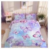 BUTTERFLY COMFORTER SET TWIN SIZE FOR GIRLS KIDS T