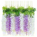 BLEUM CADE 36PCS WHITE & PURPLE FAKE WISTERIA HANG