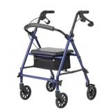 MEDLINE ROLLATOR WALKER WITH SEAT, STEEL ROLLING W