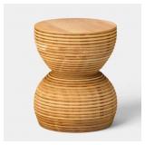 RUBBERWOOD CYLINDER BULBOUS ACCENT PATIO END TABLE