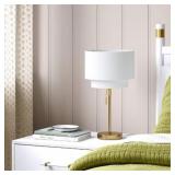 DOUBLE SHADE KNURLED COLLECTION TABLE LAMP GOLD -
