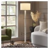 $125 FAUX MARBLE STICK FLOOR LAMP WHITE - THRESHOL