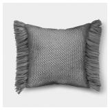 20"X20" FAUX NATURAL KNIT FRINGED PILLOW GRAY - TH