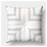 18"X18" PIECED STRIPE OUTDOOR THROW PILLOW IVORY -
