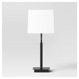 22.5"X7" SQUARE BASE STICK LAMP WITH USB BLACK - T