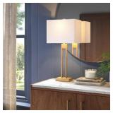 WINDOW PANE TABLE LAMP WITH USB BRASS - THRESHOLD: