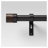 36"-66" WALNUT WOOD CAP CURTAIN ROD BLACK - THRESH