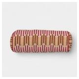 8"X20" WAVY STRIPE WOVEN BOLSTER PILLOW MULTI-WARM
